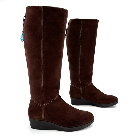 Johnston & Murphy Darcy Brown Knee High Boot Size 7 Suede Waterproof Tall Boot - Picture 1 of 16